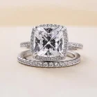White Gold New Design White Gold 3.2 Carat 9*9mm High Carbon Diamond Engagement Sterling Silver Ring