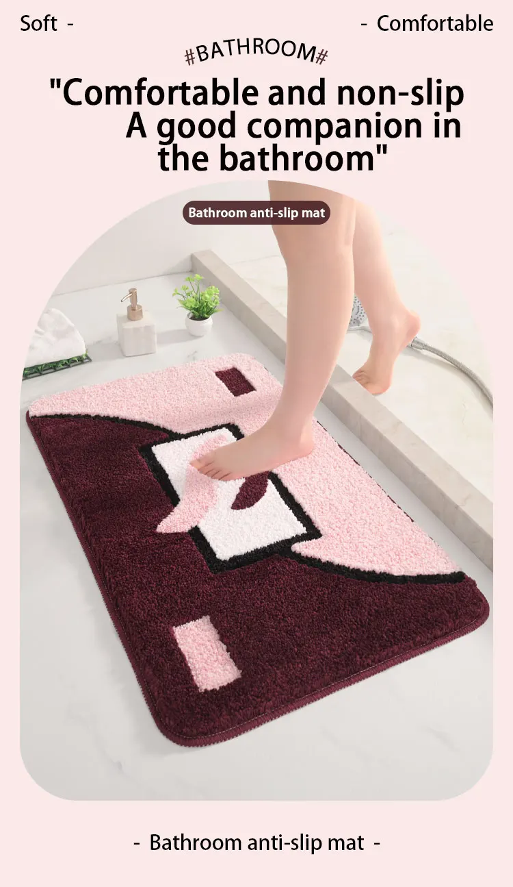  Wholesale Soft Shaggy Microfiber Waterproof Bathroom Mat Thick Microfiber Shower Bath Mat For Hotel details