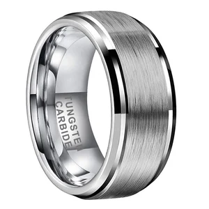 Coolstyle Jewelry Stepped Beveled Edges Brushed Finish 10mm Tungsten Ring for Men Women Fashion Engagement Wedding Band
