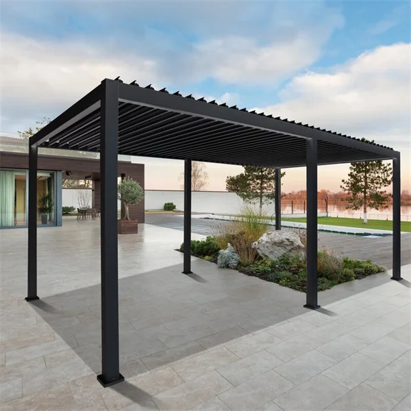 TOMA Modern Design Aluminum Automatic Pergola Louvered Roof with LED Lights