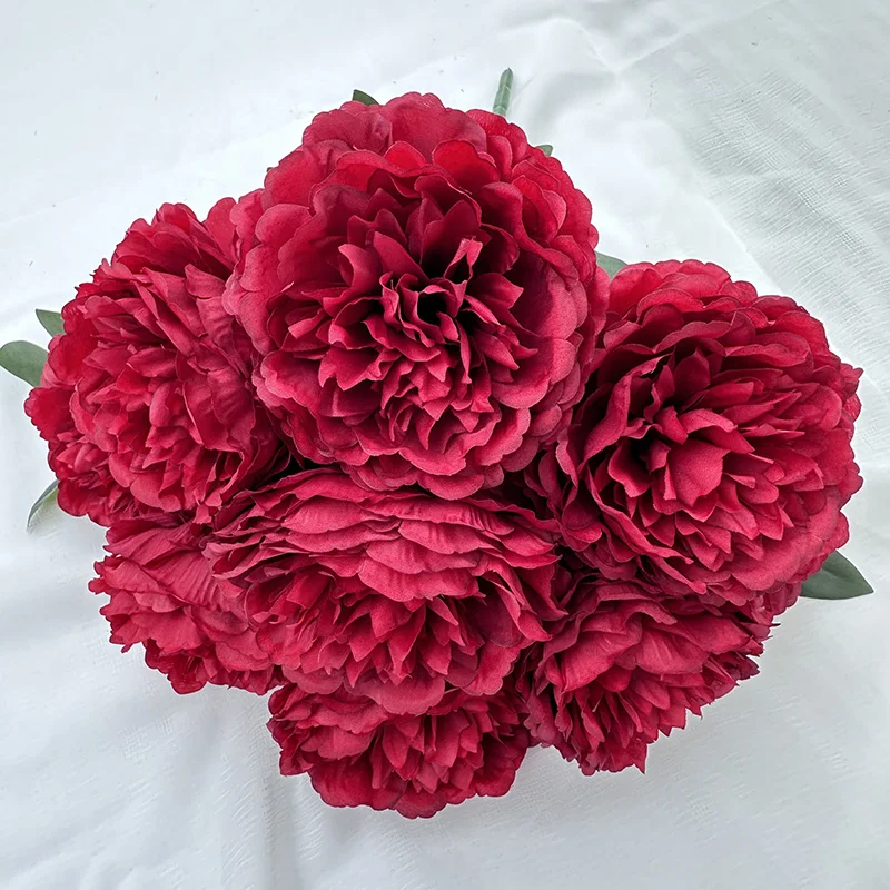 product meiyang 9 heads peony artificial silk peony flower arrangement for home interior decoration high quality  graduation-53