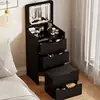 Taburete de maquillaje negro de 60 cm con espejo abatible y luz oculta.