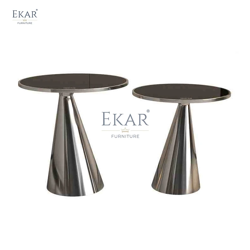 Modern round side table with sturdy metal frame, multifunctional furniture for living room, bedroom, home, school