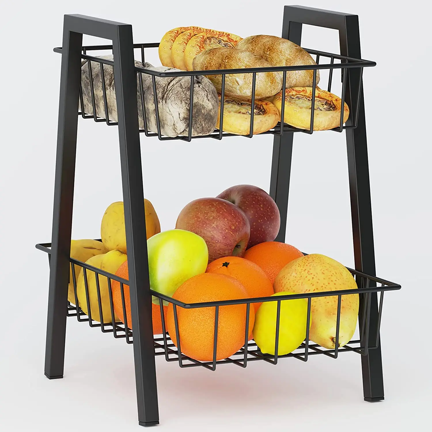 cesta de almacenamiento de metal para armarios de cocina baño armarios Juego de 2 cestas de hierro para frutas despensa lavandería color blanco cestas de hierro y hierro garaje 
