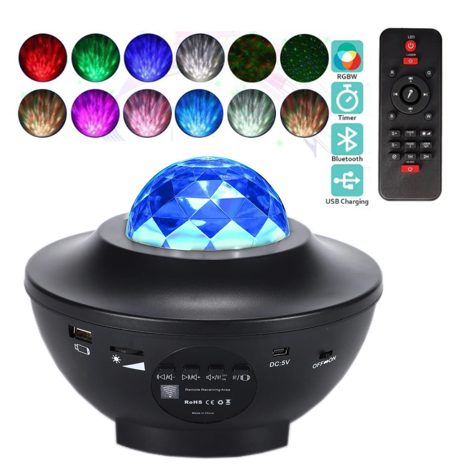 Galaxy Star led projection Night lamp Light with 21 Color LED Galaxy Projector Ocean Wave Starry Light Bluetooth Music Speaker manufacture