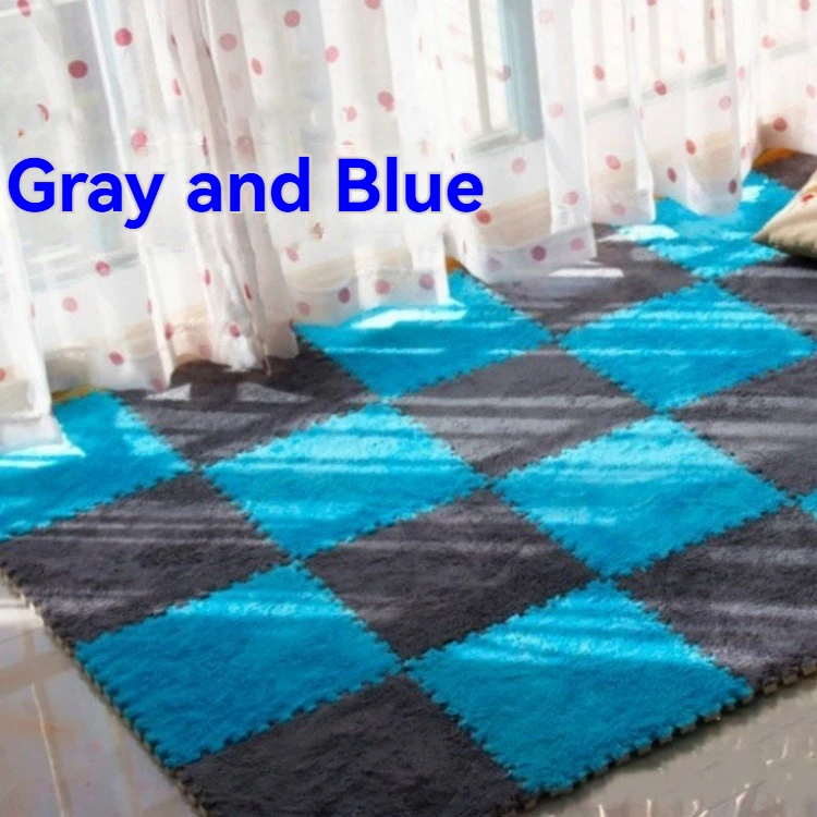 30*30cm Polyester Interlocking Area Rug Floor Mat Eva Plush Puzzle Cork Felt Faux Fur Decorative Travel Camping