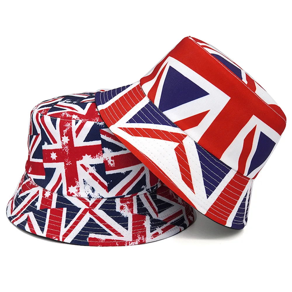 2023 Hot Sell Custom Printed British Union Jack Unisex Foldable Bucket