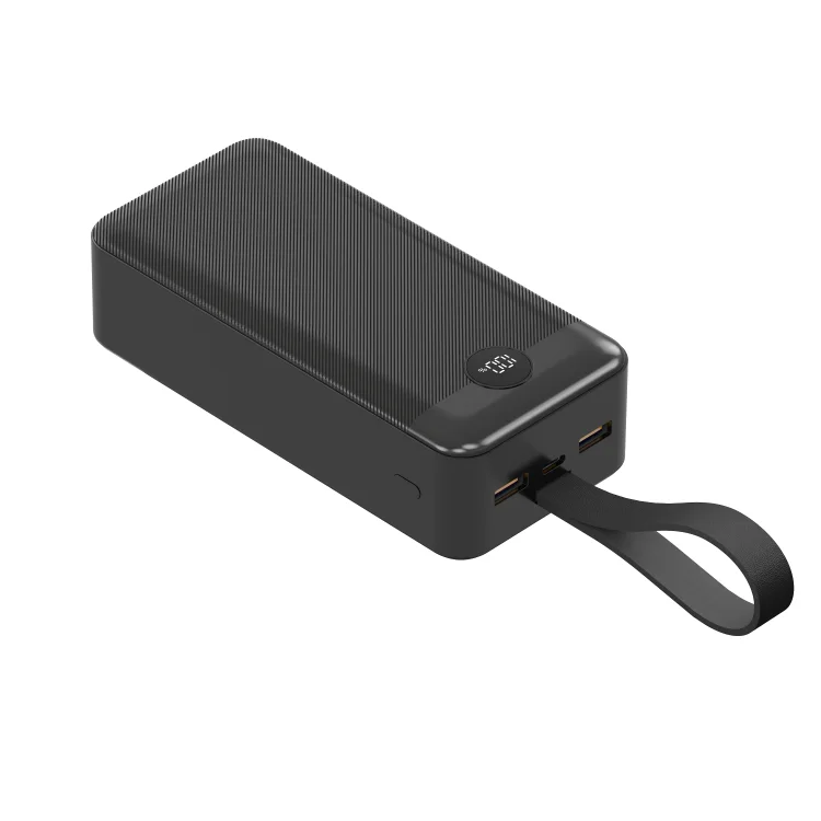 Best Selling Products 2025 PB189 Pd65w Super Fast Charging Lanyard Power Bank 30000mAh Built-in Dual USB-A One USB-C Ports
