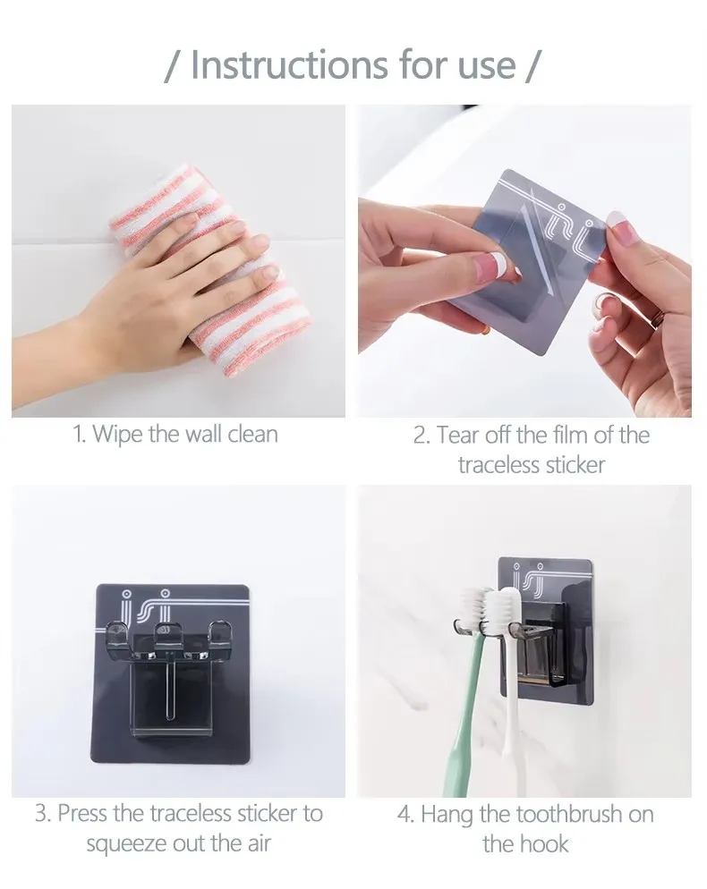 Portable Wall Mounted Plastic Toothbrush Wall Holder Cup for Bathroom Punch-free Toothbrush Holder details