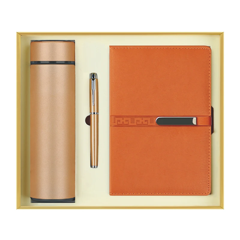 Wholesale Corporate Leather Notebook Gift Sets With Led Thermos Flask