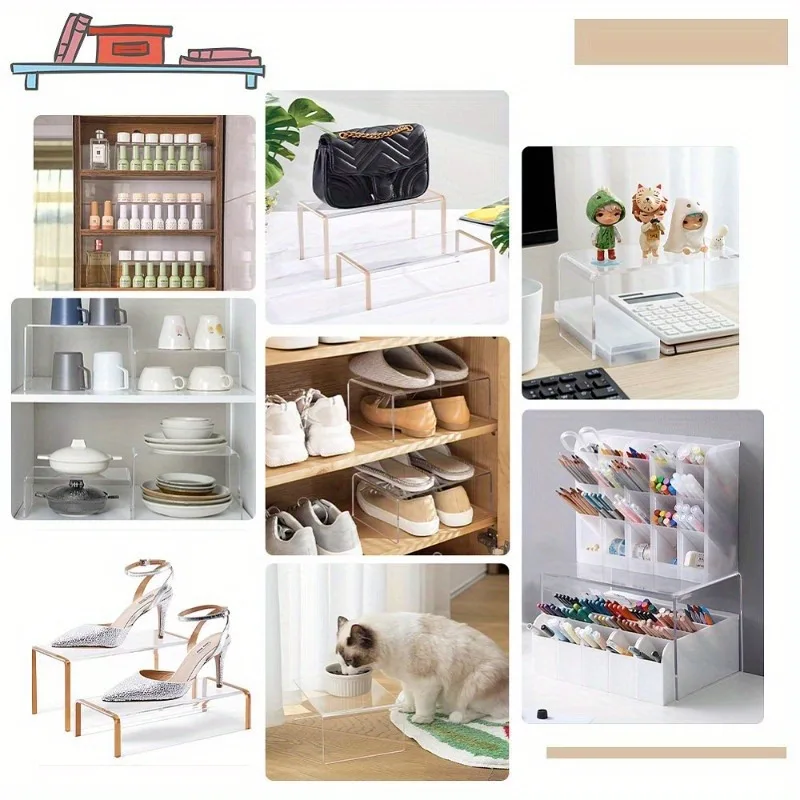 Product Stand, Jewelry Display Riser Shelf Showcase Fixtures for Dessert Cupcake Candy Figure, Acrylic Display Risers factory