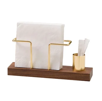 Table Organizer Tissue Paper Box Wooden Napkin Holder With Toothpick Box Luxury Home Restaurant Decor
