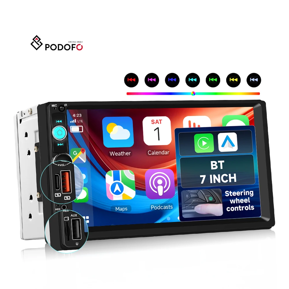 Podofo 2 Din Car Radio Stereo Autoradio 7