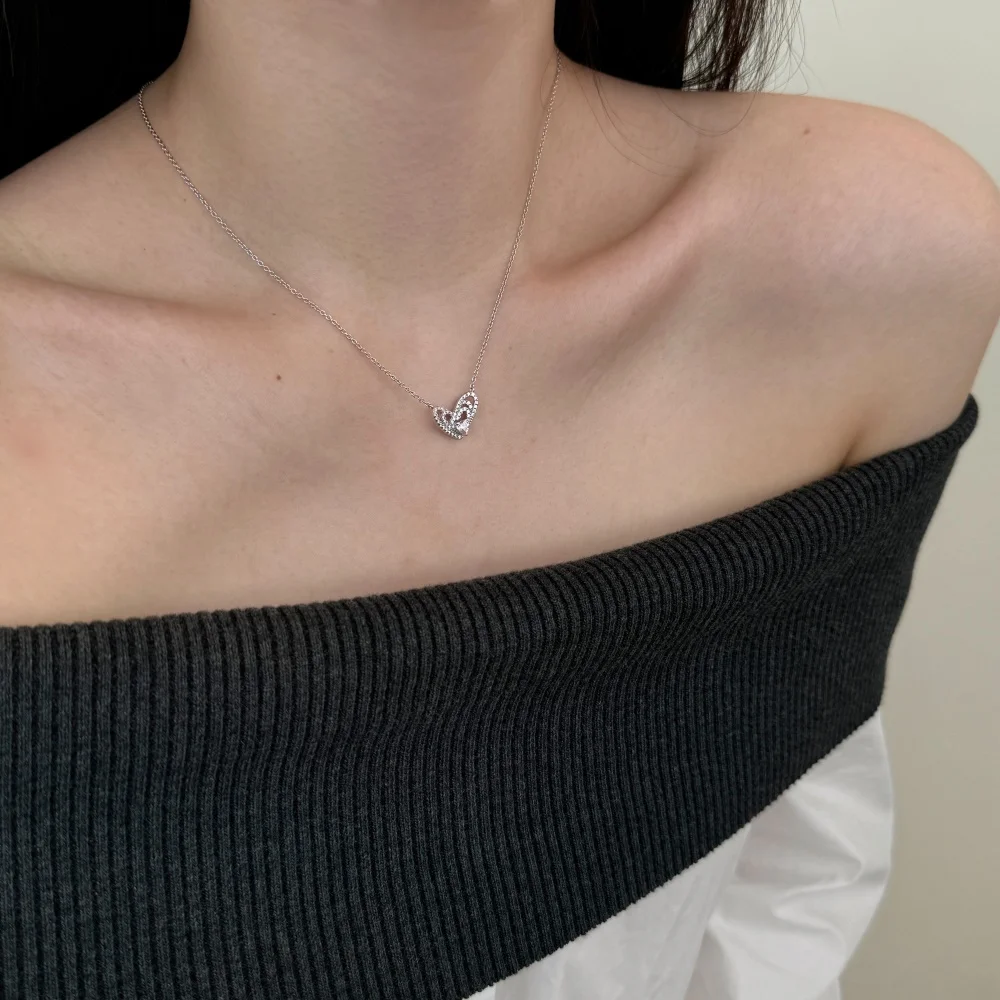 KAKODIY New Designer Boutique Fashion Jewelry 925 Sterling Silver Matte Chain Pink 5A Zirconia Love Pendant Necklace detail 1
