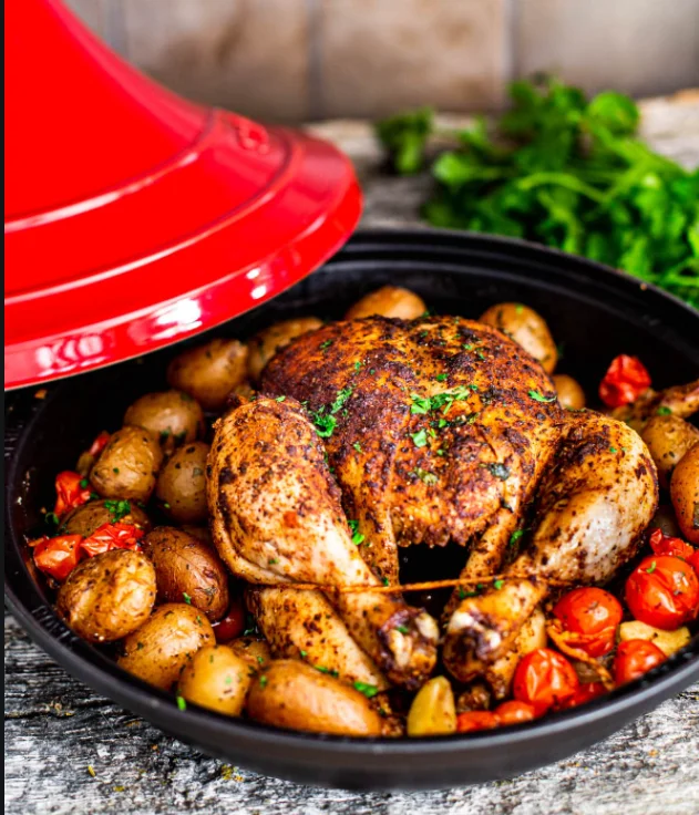 27cm Cast Iron Tagine With Ceramic Dome Enameled Moroccan Tagine