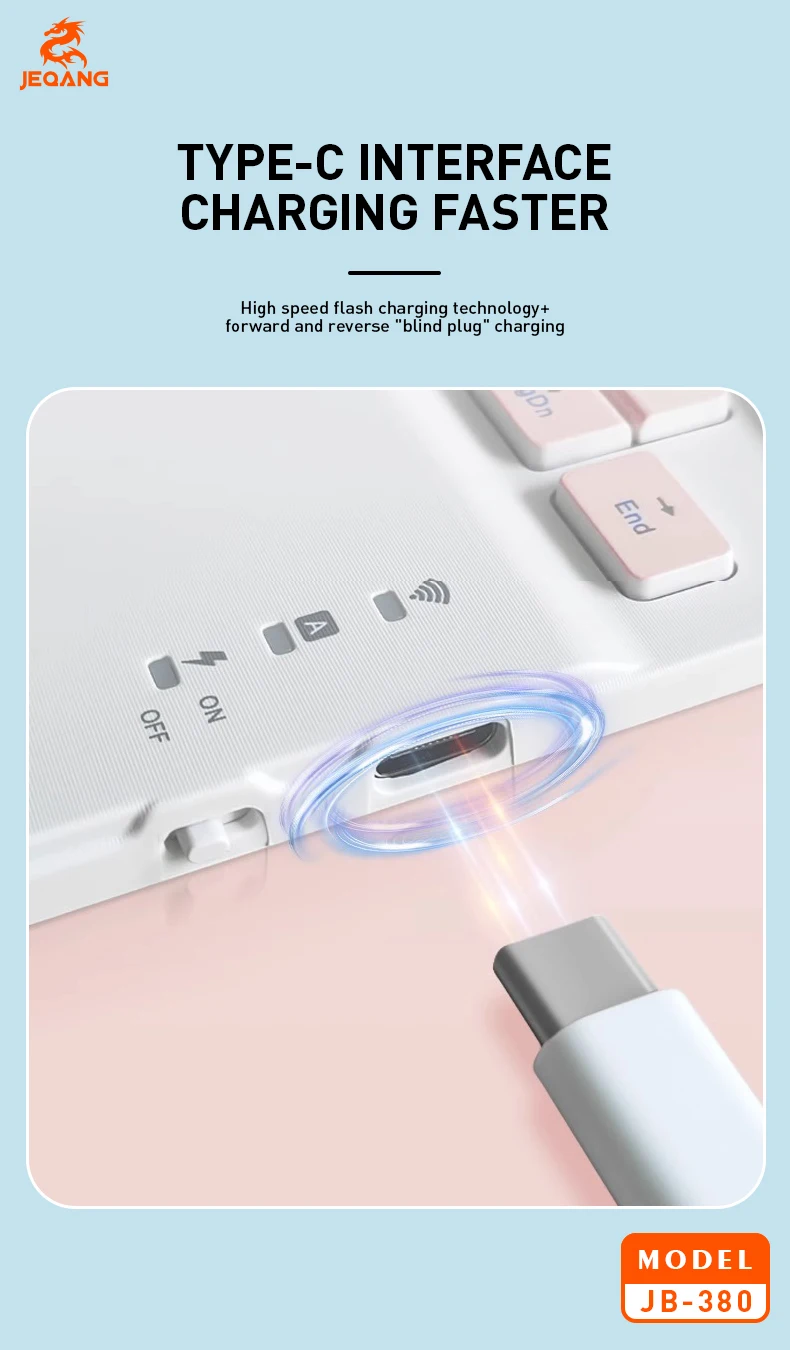 JEQANG JB-380 BT Keyboard with Touchpad Type C Charging Compatible with 3 Systems New Laptop Keyboard