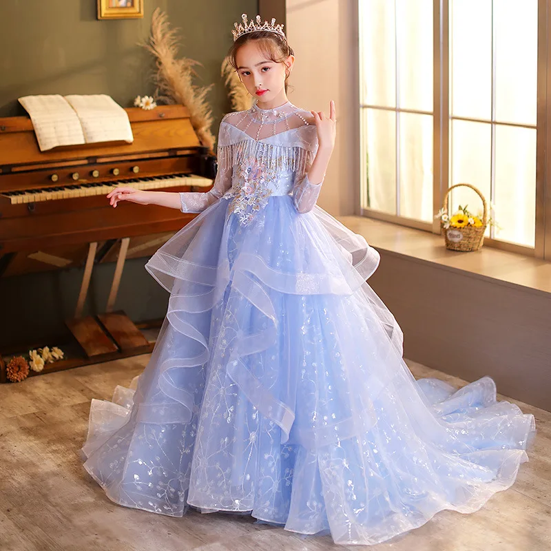 blue fairytale dress Blue Fairytale Garden Couture Ball Gown – Aquarius Brand main image 0