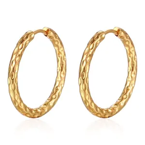 Fashionable Starry Sky Round Women's Hoop Earrings Trendy Gold & Silver Plated Stainless Steel