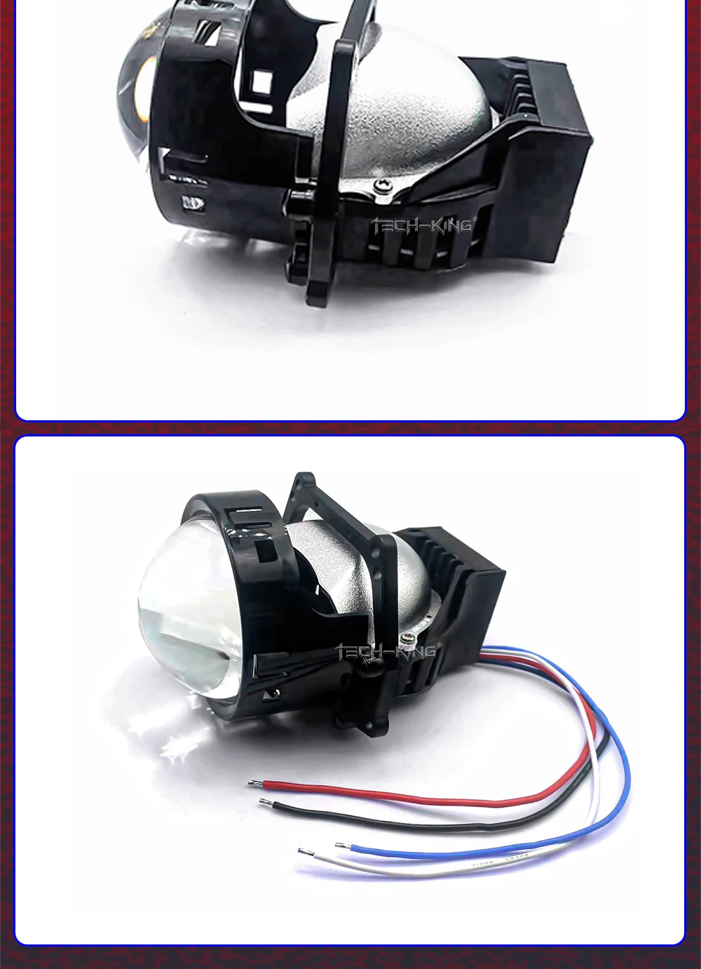 Car vw polo projector headlight 3 inches near and far light 140w 6000K car 12V led lens double light cup Projector headlights