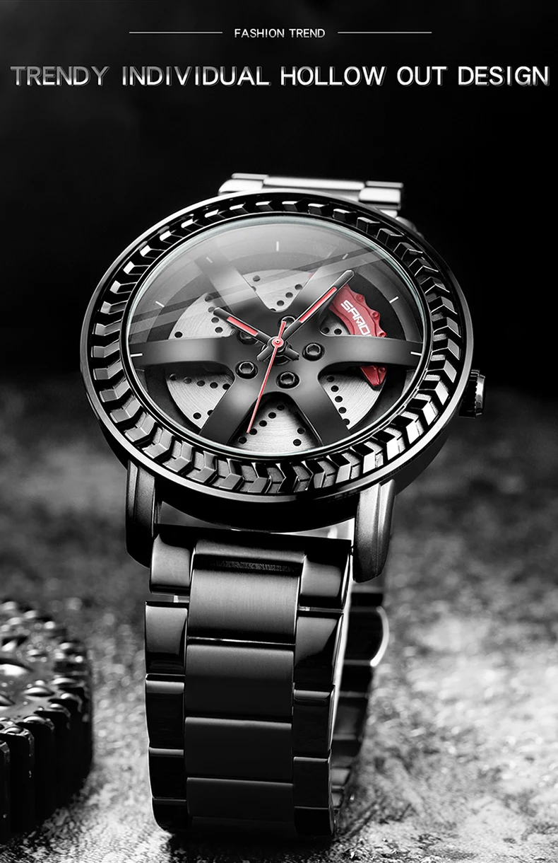 SANDA Top Brand Luxury Wheel Rim Hub Watch Custom Design Sport Car Rim Watches Waterproof Creative Relogio Masculino 2020 Watch