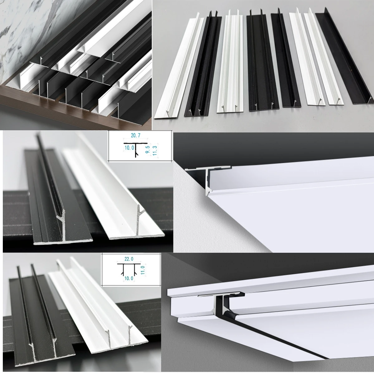 Fast Shipping Double T-shaped Aluminum Decorative Strip Gypsum Board Ceiling Black Shadow Joint Line for Living Room