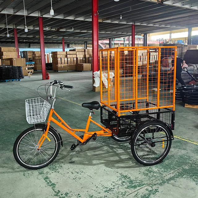 Factory direct selling Hot Sale 24 inch Express delivery Cargo 3 Wheel Enclosed strong tricycle with big steel cabin