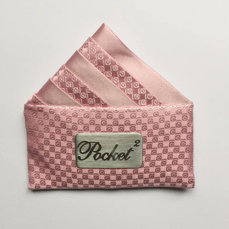 Pink Color Jacquard Silk Handkerchief