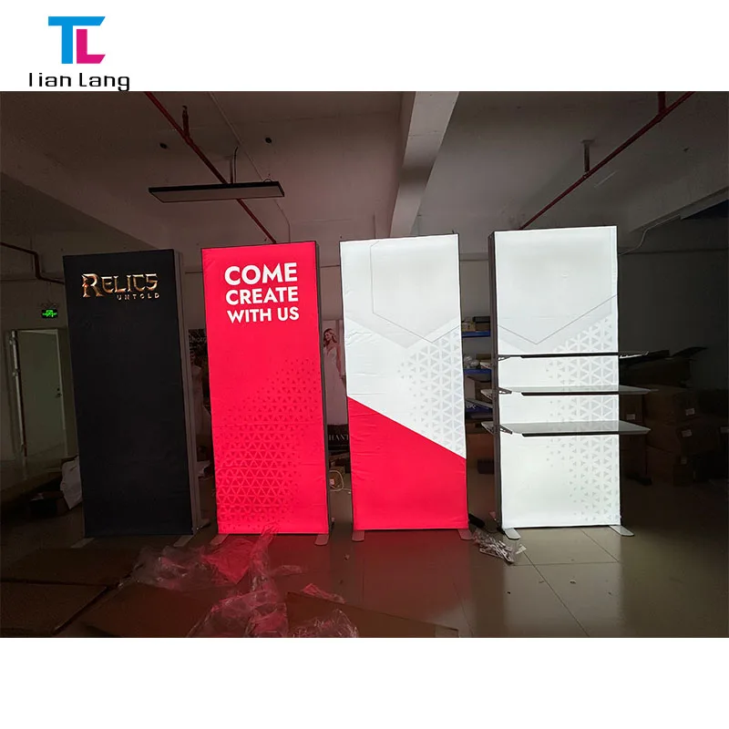 Moderní lehký reklamní stojan SEG aluminiový výstavní stánek vybavení vlastní svítící box osvětlené pozadí zeď stánku