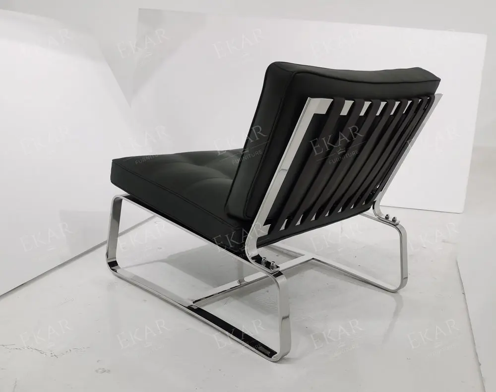 product glossy solid steel frame lounge chair with saddle leather cushion and back support structure-67