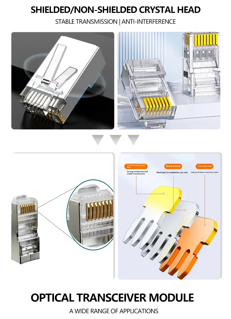 Wholesale SSTP Shielded 8P8C RJ45 Cat6 Cat6A Cat8 Modular Plug Waterproof Network Connector Accessories