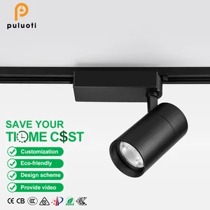 PULUOTI Highlight Black 30W 3100K Magnetic Track Spotlight Ceiling Adjustable Angle COB Spot Lights Aluminum for Supermarket Use