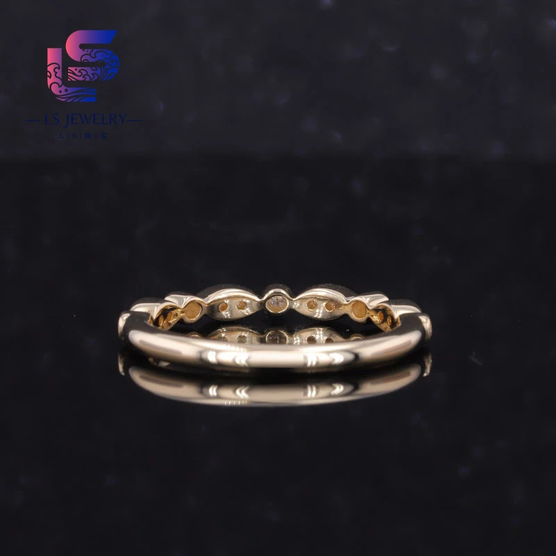 Custom Ring 14k Solid Yellow Gold Fancy Shape Moissanite Wedding Eternity Ring
