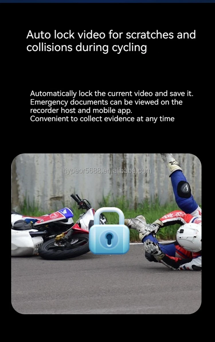 product tiypeor 5 inch motorcycle carplay dvr dual lens recording navigation waterproof display screen portable wireless android auto-6