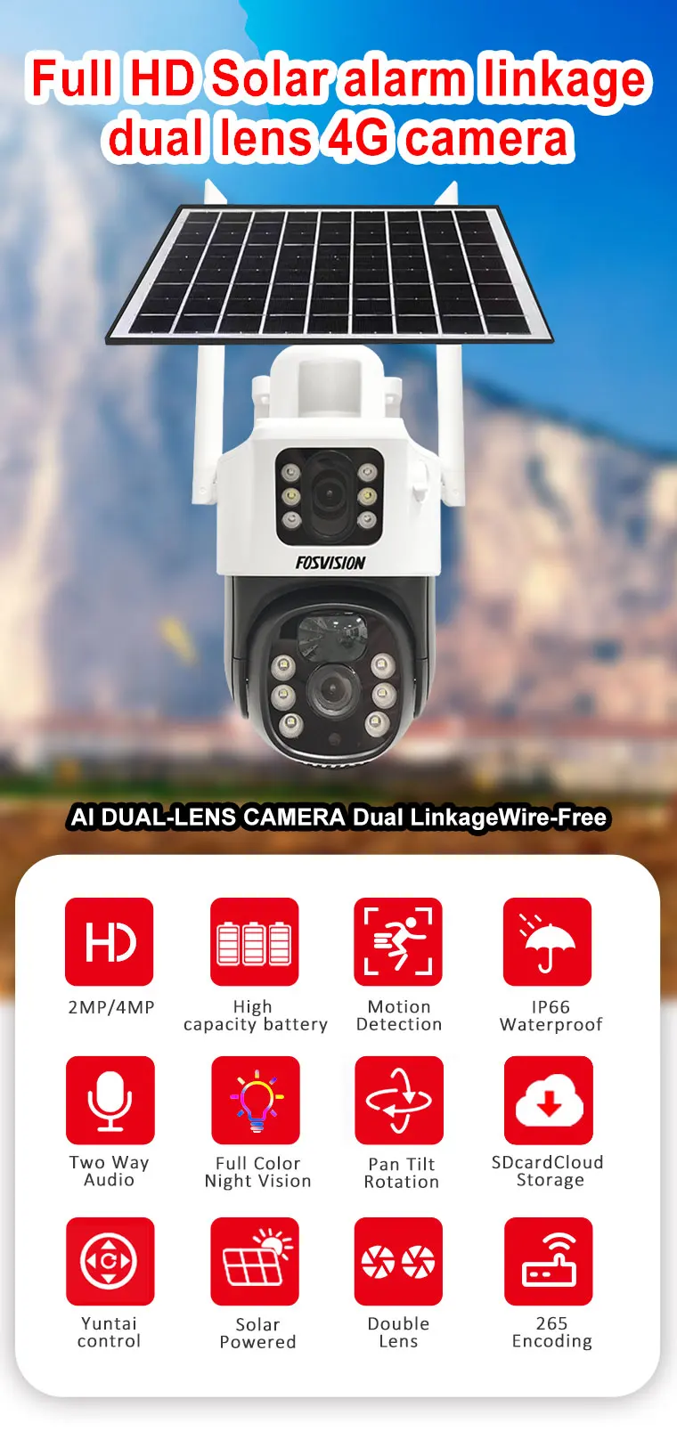 كاميرا مراقبة طاقة شمسية 4G