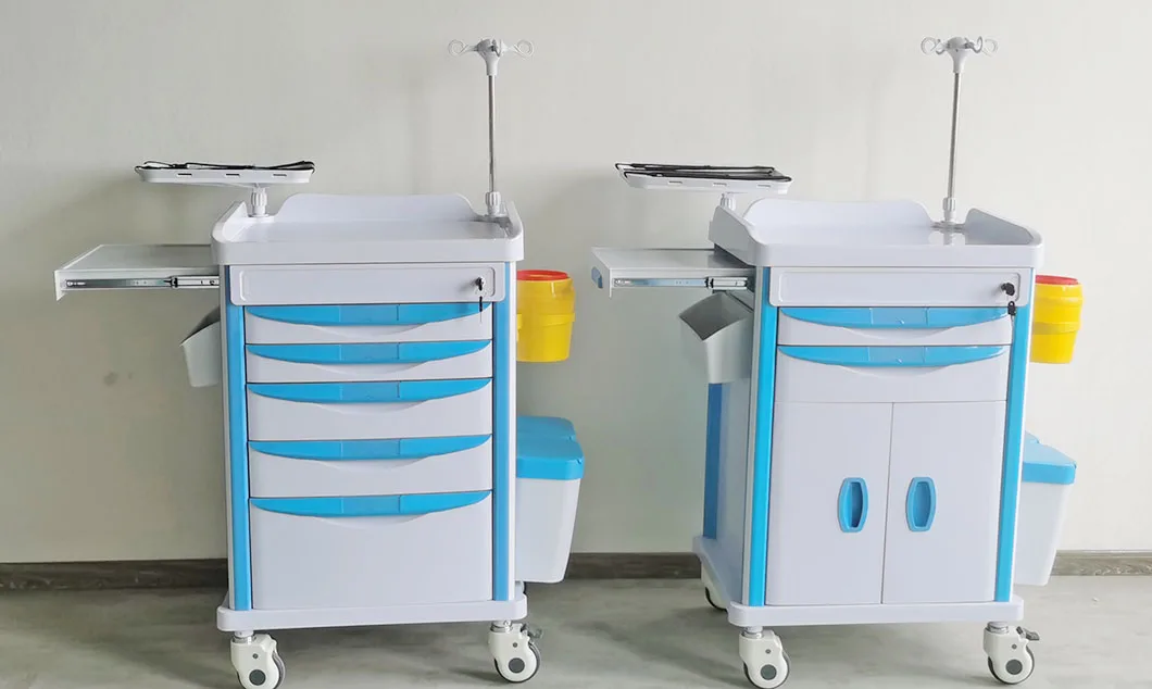 Hospital Use Various Type ABS Medical Emergency Cart Trolleys with Drawers factory