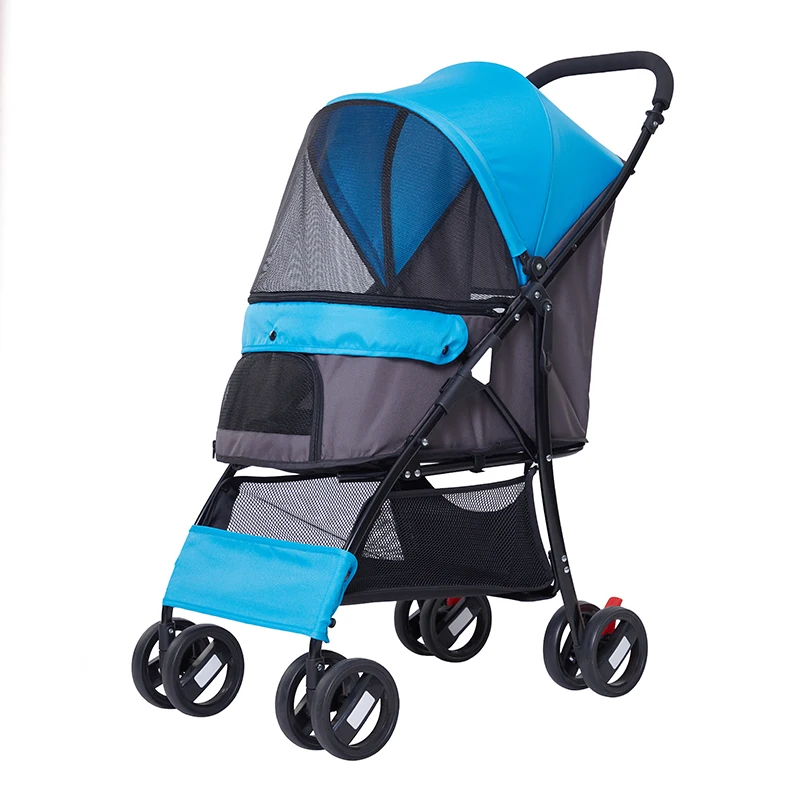 Wholesale 4 Wheels Folding Pet Trolley Dogs Cat Pet Stroller Detachable Travel Small Dog Stroller