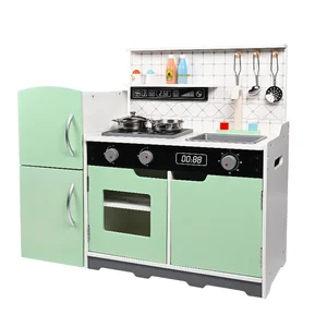 Wooden Kids Kitchen Set for Pretend Cooking Role Play with Realistic Utensils and Interactive House Toy for Children