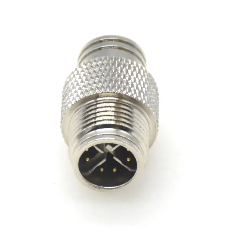 Custom Industrial Automation Shielded Springy Moldable Metal Connector 8 Pin M12 X Code Connector Male Plug