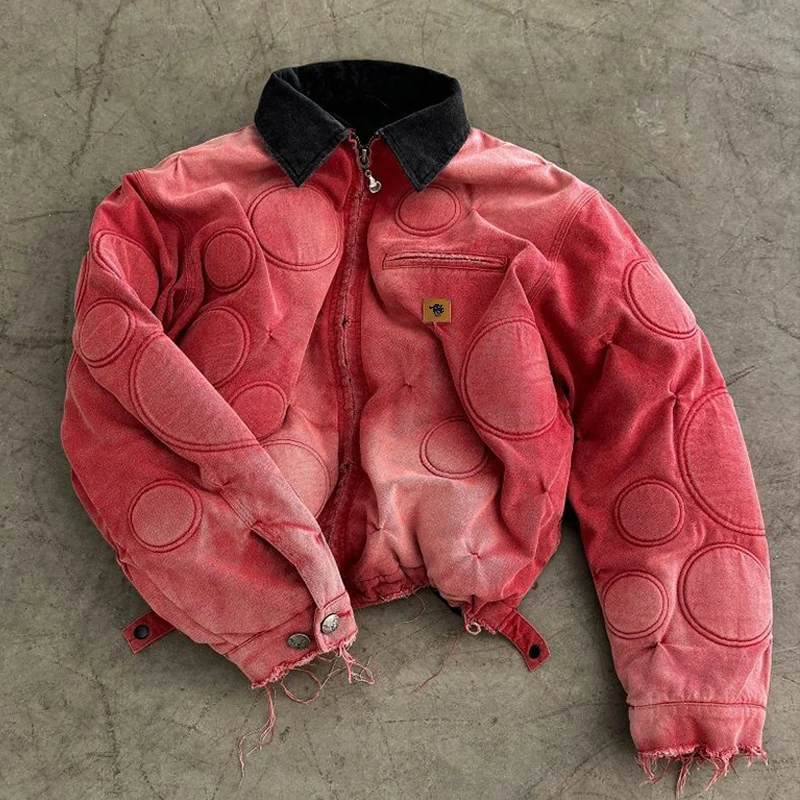 DiZNEW Custom High Quality Stylish Fall Vintage Men's Patch Embroidered Denim Jacket Jean Jacket