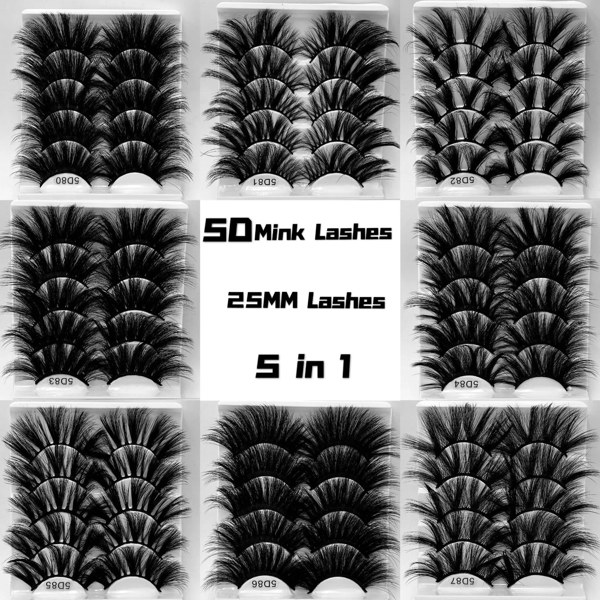 false eyelashes & tools 3d faux mink 10mm C D curl volume strip lashes with tray russian strip eyelashes