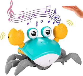 Crawling crabs automatically avoid obstacles rechargeable music and lights dancing baby toys walking inductive crabs