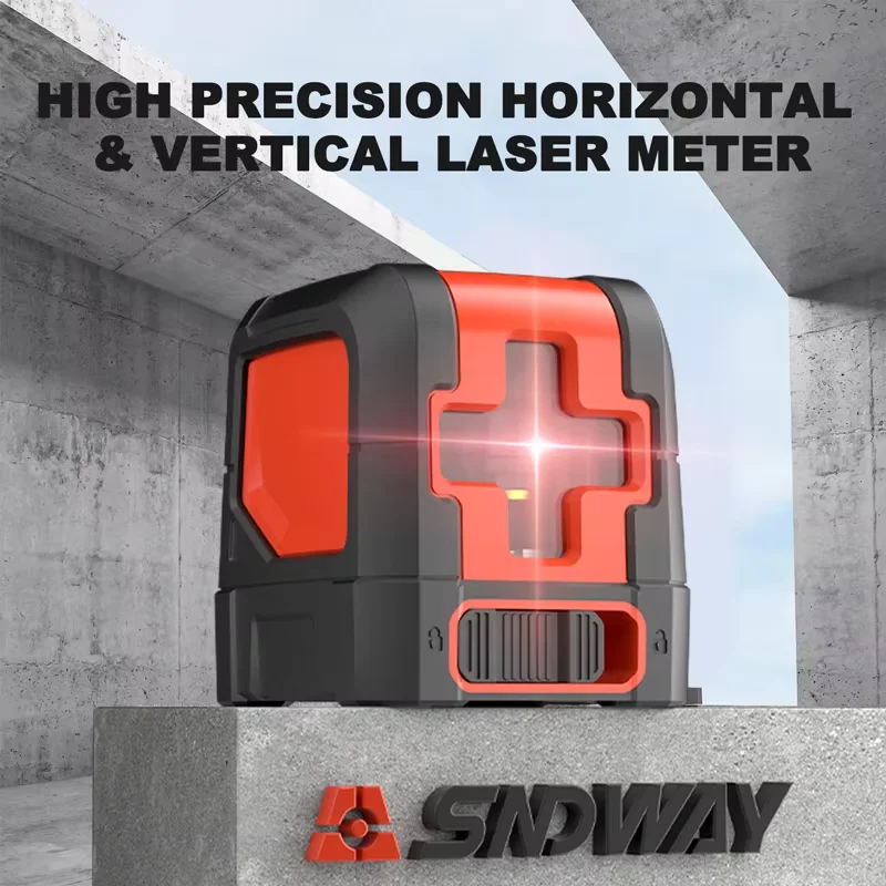 SNDWAY SW-511R Mini Crossing Laser Level 2-Lines Horizontal Vertical Brightness Adjustable Mini Crossing Measuring Instrument