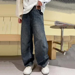 Customized Boys' Spring Autumn Casual Street Style  Polyester/Cotton Elastic Waist Mid Rise Long Length Jeans Clothes for Kids