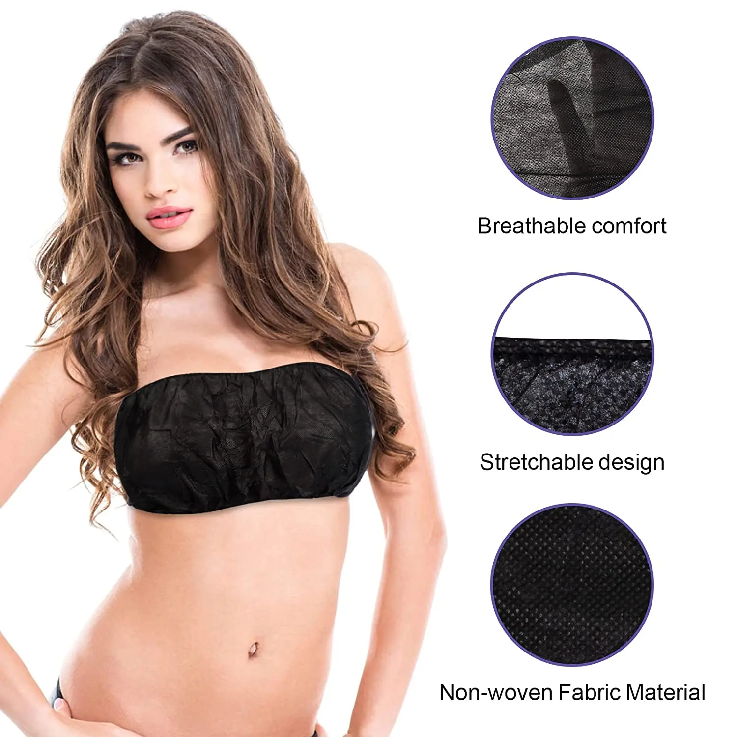 Women Disposable Underwear Setdisposable Bras And Thong Panties For Spadisposable Strapless 7478