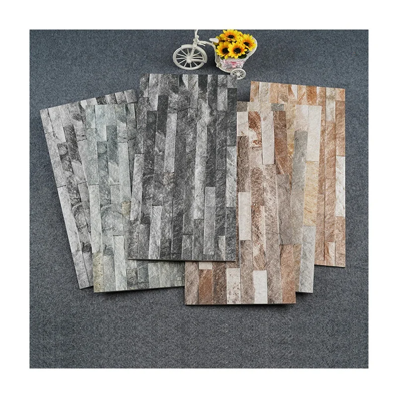 3D Stacked Stone Look Porcelain Tile, Outdoor Wall Cladding Panel for Villa Facade & Garden
