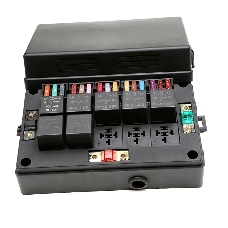 Waterproof Automotive Fuse Holder with 10 Relays and 15 Way Blade Fuses for 40A Current Protection