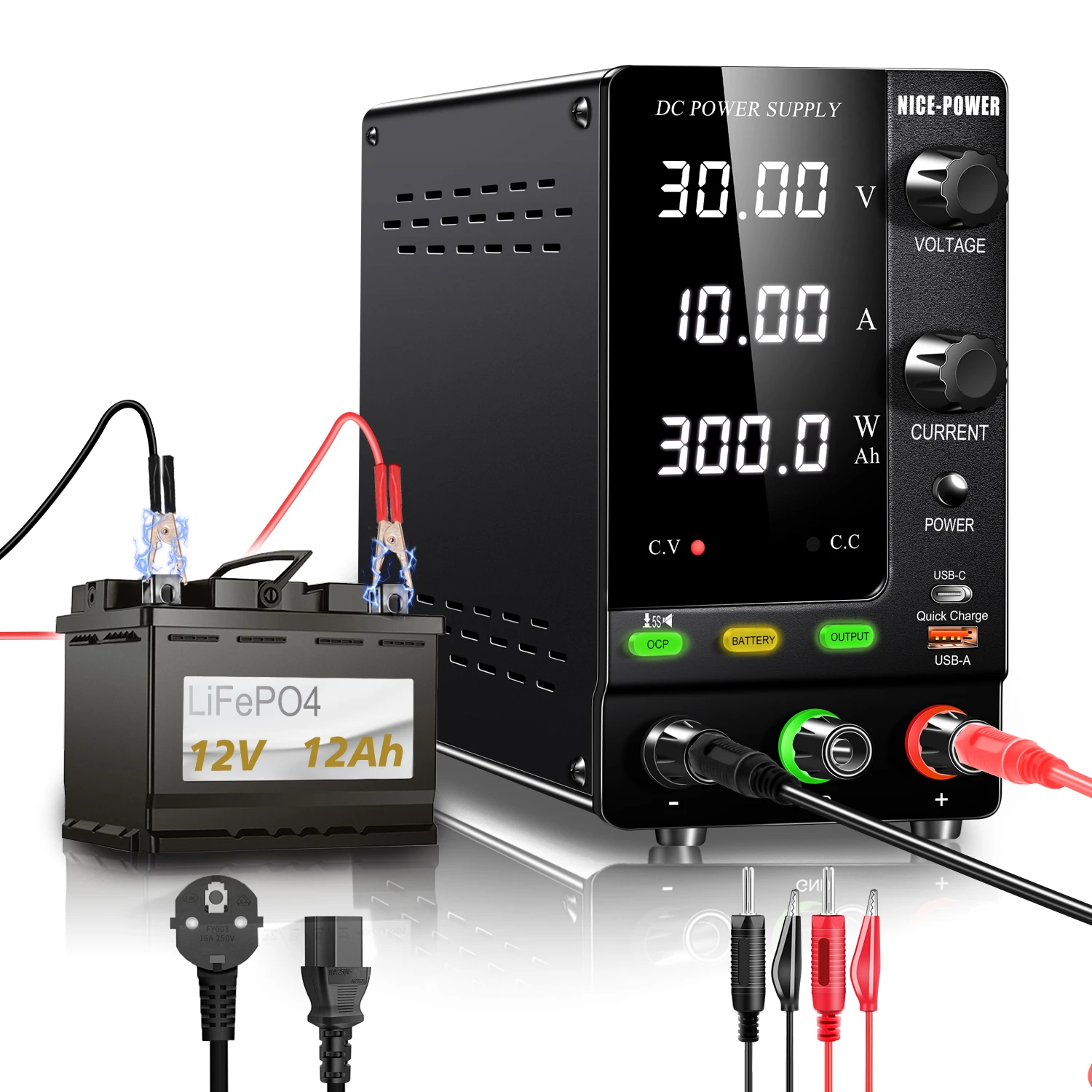 thumbnail image 2 of Wanptek 30v Dc Power Supply Wanptek DC Power Supply Variable 30V 10A, Bench Power Supplies With Adjustable Bench 2 of 14