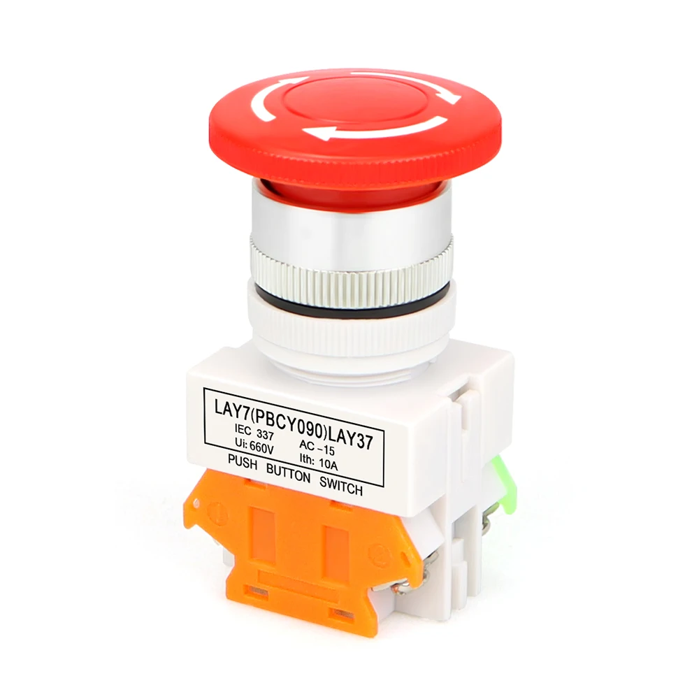 LAY37 Y090 Emergency Stop Button Switch 22MM Push Button Switch ...