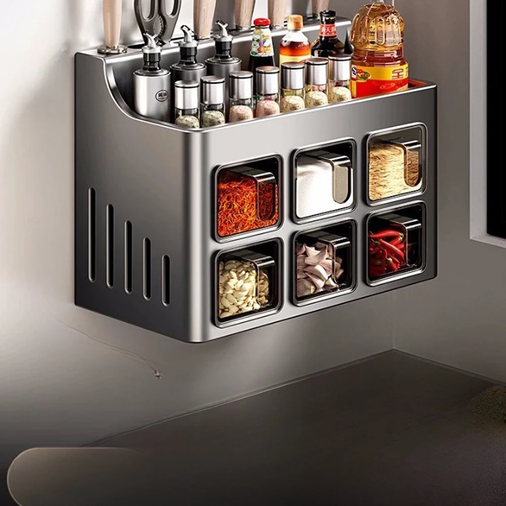 Multi-Purpose Adhesive Wall Shelf for Kitchen Office Organization Waterproof Spice Organizer