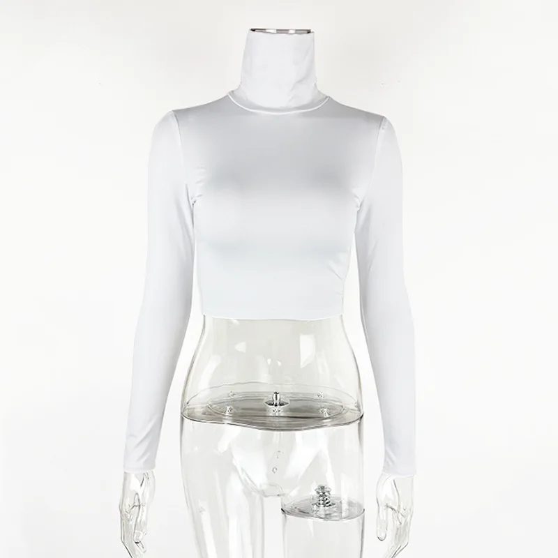 Shop Our Plain Fashion Turtle Neck Long Sleeve Crop Tops